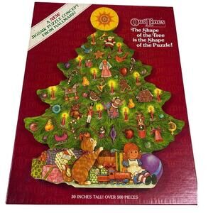 VTG Springbok Tree Shape Outlines Hallmark Retro 1980's 500 Pieces Christmas